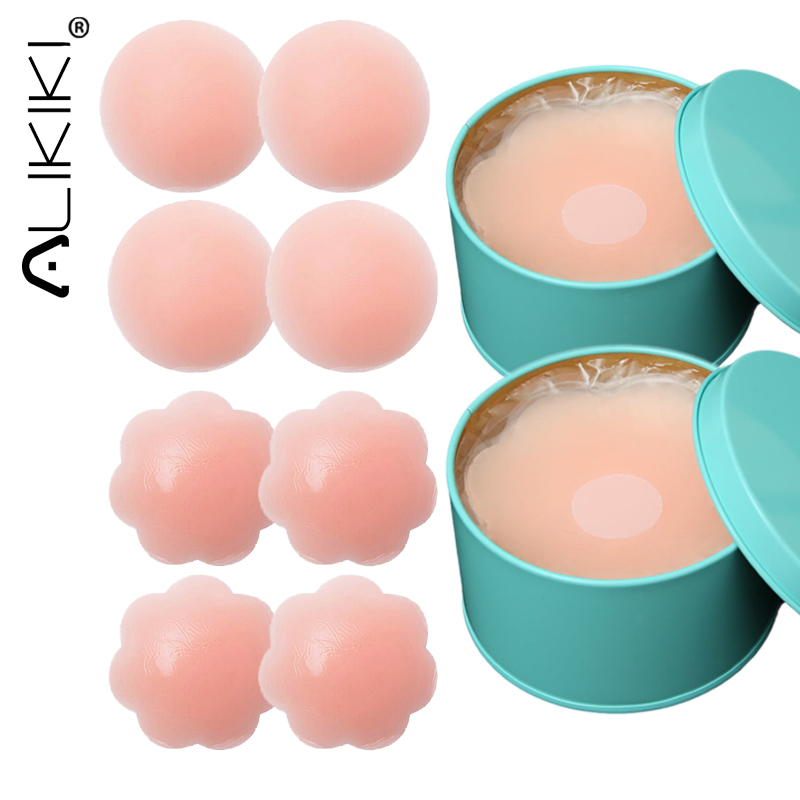 Silicone Bra Adhesive - 4 Pairs Women's Reusable Nipple Cover