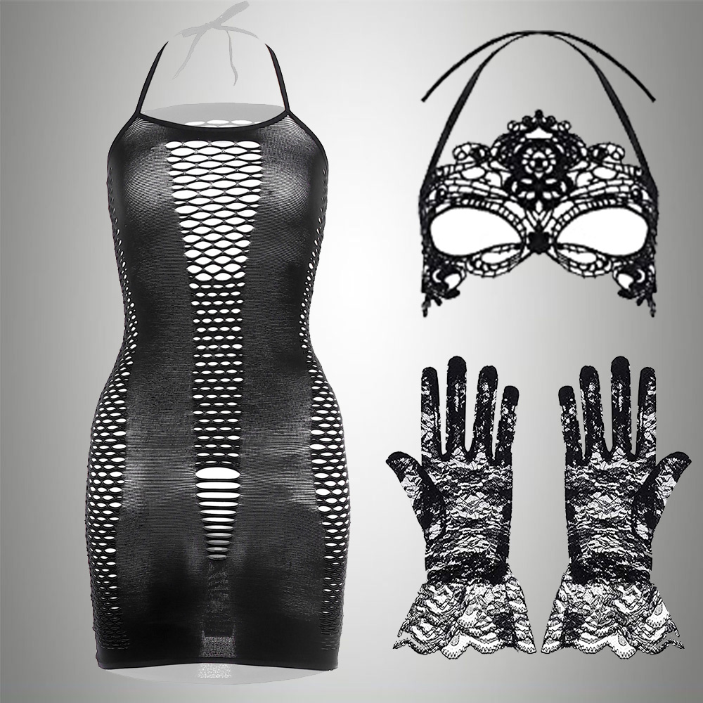 3 IN 1 Set Exotic Dress+Mesh J - Bodystocking Fishnet reseña y precio