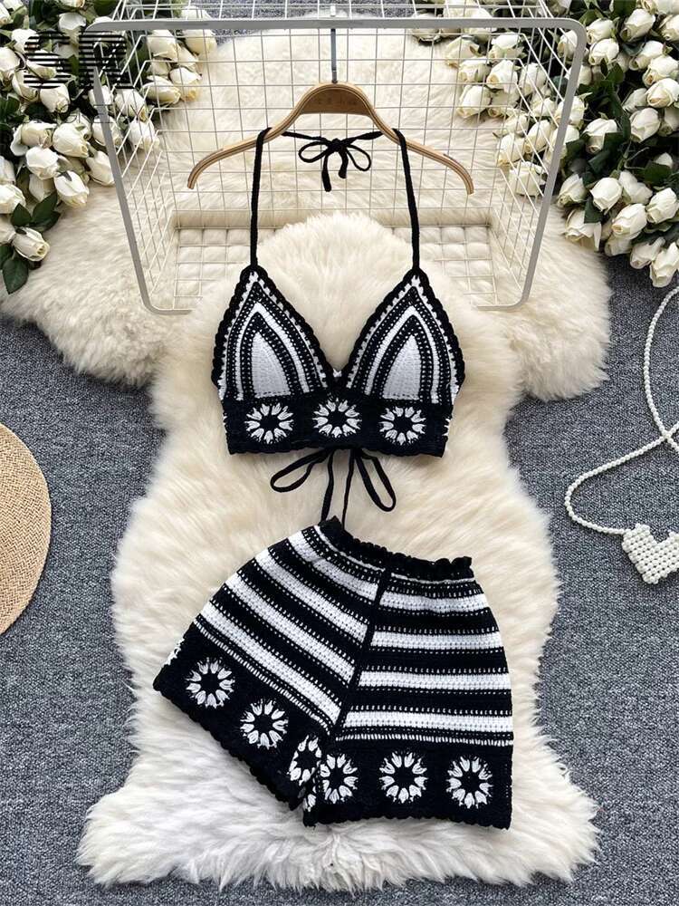 Beach Vacation Knit 2pcs Suits - Cami Top Lace reseña y precio