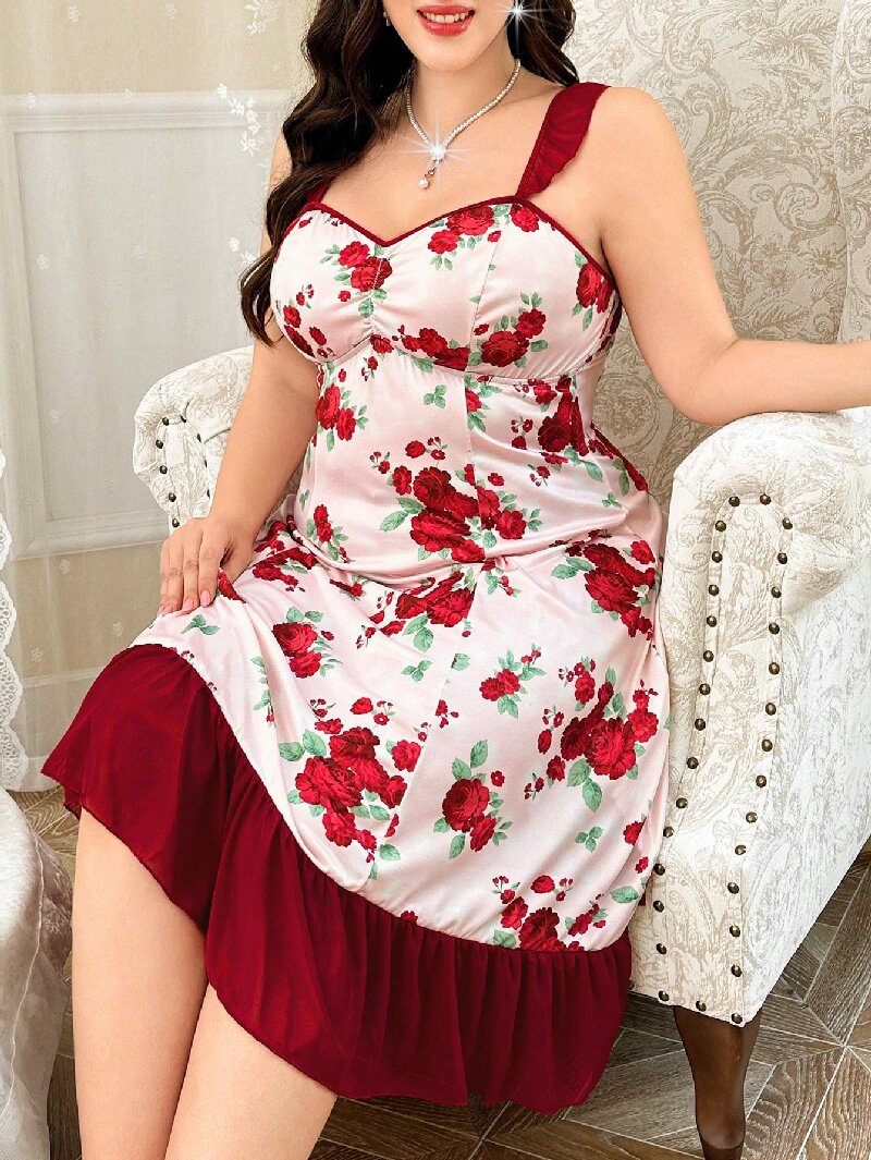 Plus Size Women's Floral Print - Cami Top Lace reseña y precio