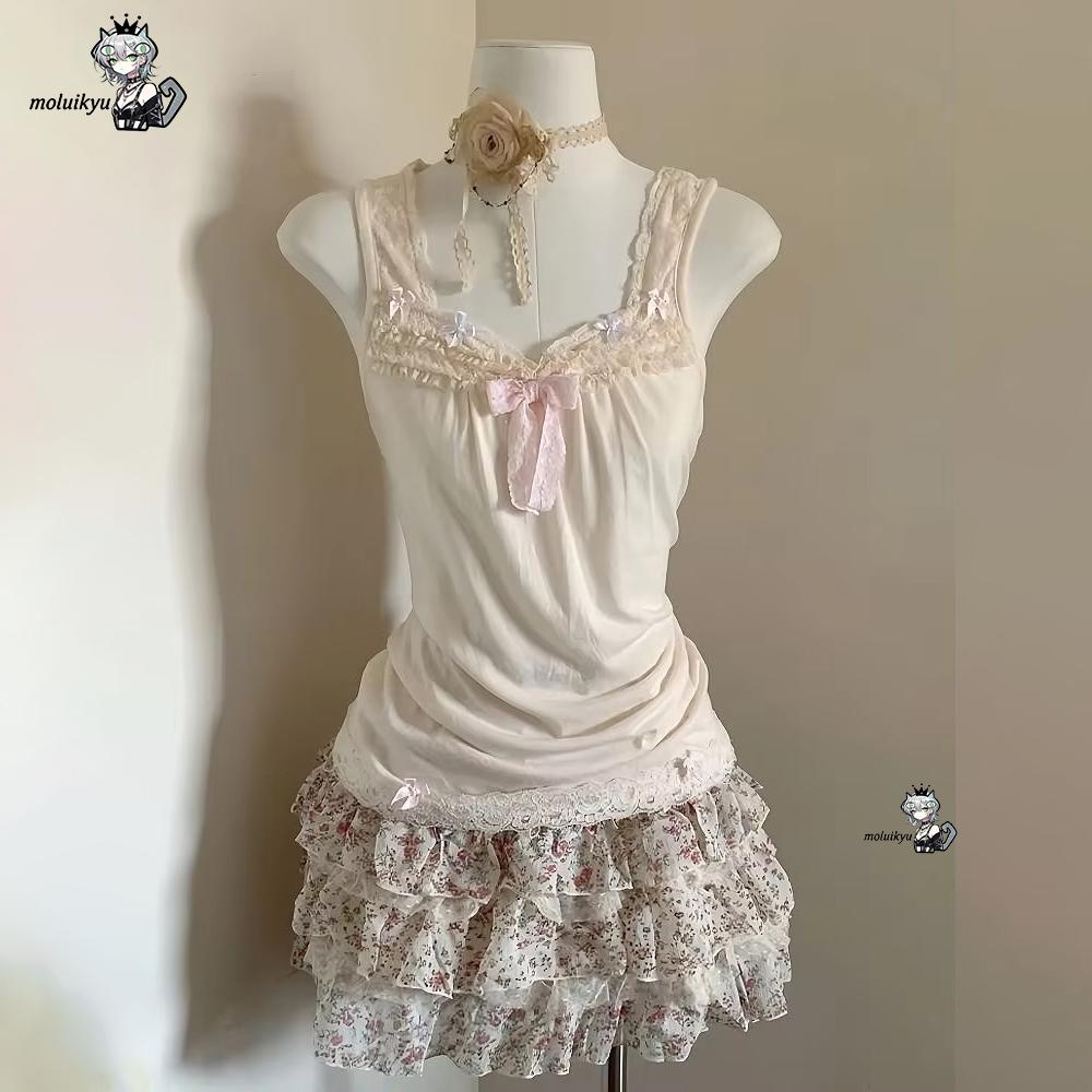 Women Y2K 2Pcs Outfit Set Lace - Cami Top Lace reseña y precio