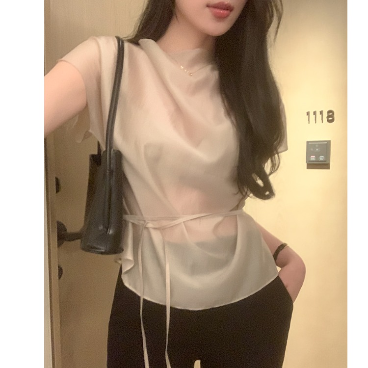 Summer Short Sleeve Shirt Wome - Corset Waist Cinch reseña y precio