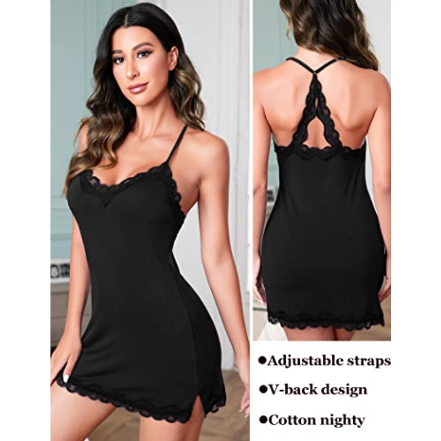 Womens Nightgown Sexy Lace Sle - Babydoll Chemise Night reseña y precio