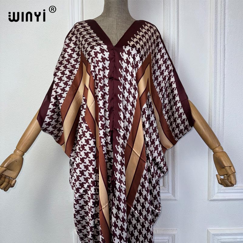 WINYI Summer african V-neck dr - Robe Silk Women reseña y precio