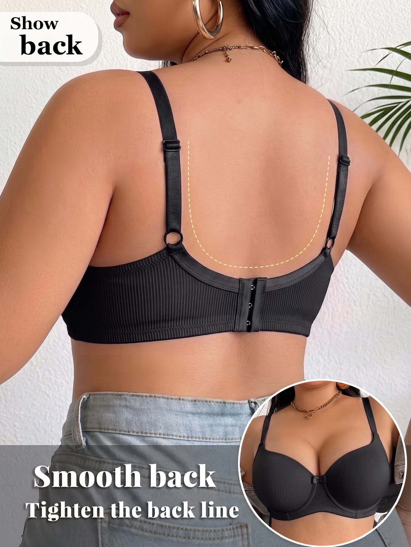 Plus Size Ribbed Women Bra Thi - Push Up Bra Padded reseña y precio