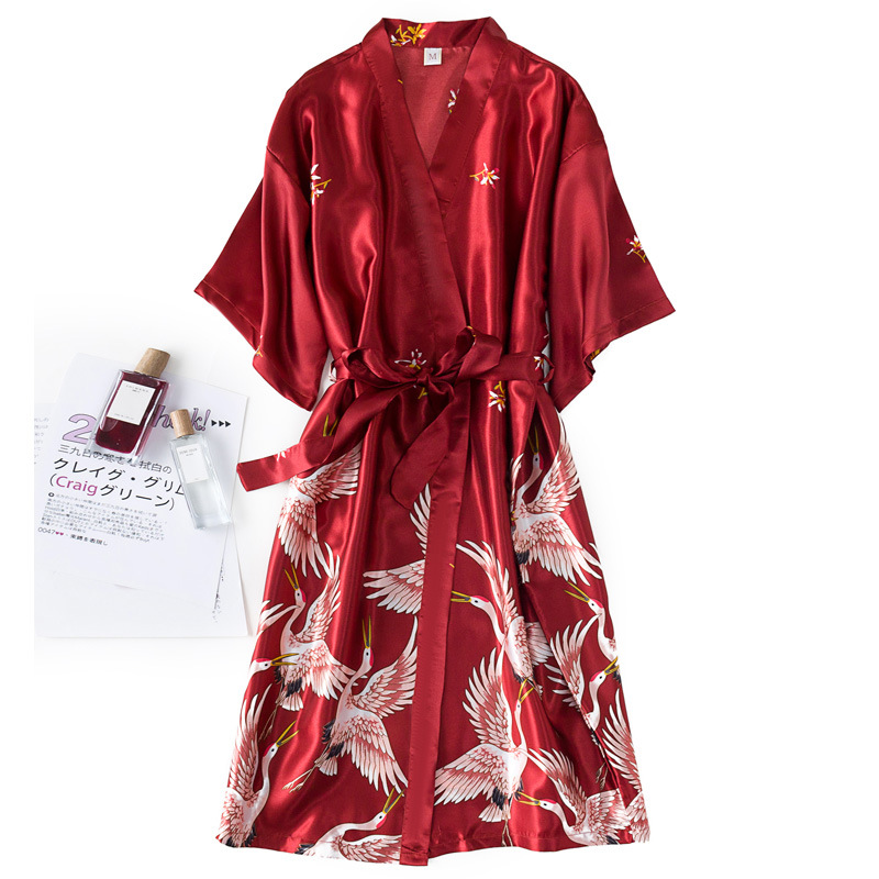 Burgundy Women 2PCS Faux Silk  - Robe Silk Women reseña y precio