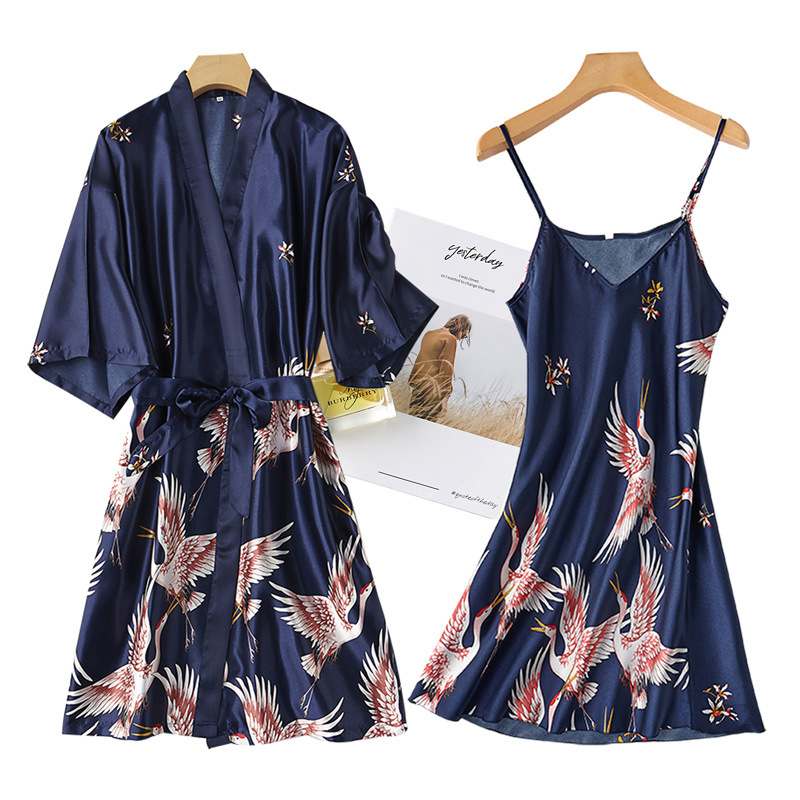 Burgundy Women 2PCS Faux Silk  - Robe Silk Women reseña y precio